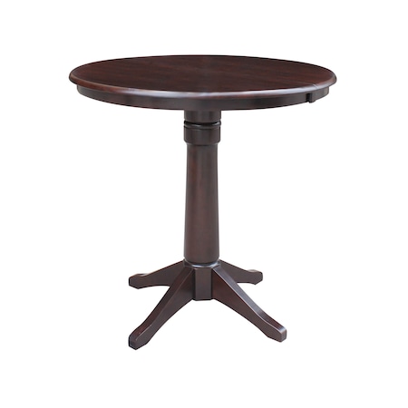 International Concepts Round 36 in Rd Top Pedestal Table, 12 in Leaf, 34.9 inH, Adjustable Height, Rich Mocha, 36 W, 48 L K15-36RXT-27B-6B